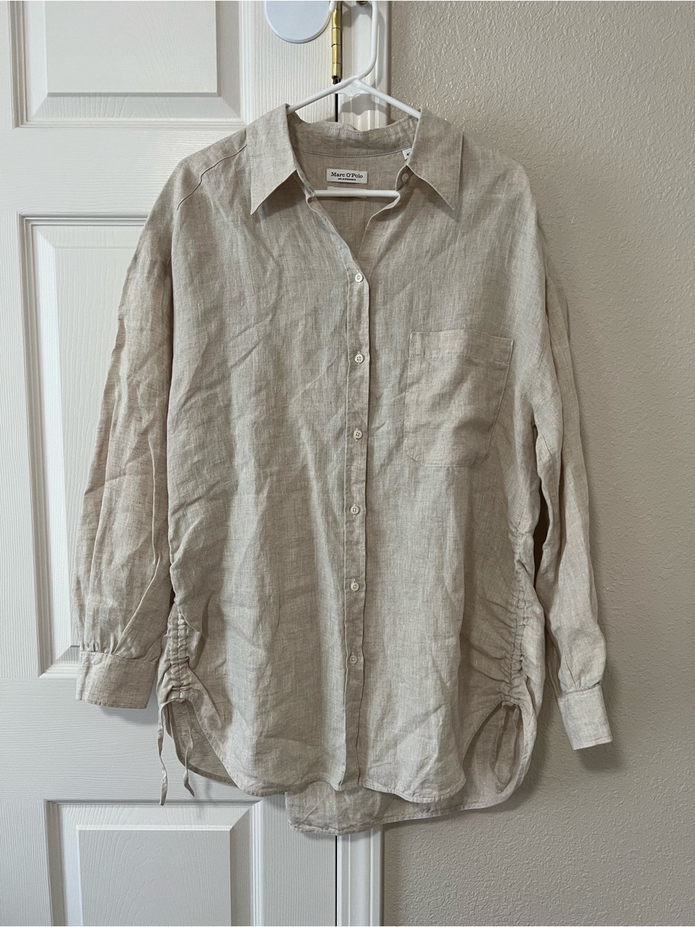 Marc O’Polo 100% Linen Ruched Side Button Up Shirt Size EU 42